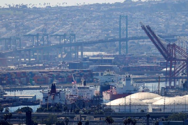 Crude tankers are shown at the port of Long Beach, California, U.S., March 8, 2022. REUTERS/Mike Blake/File Photo