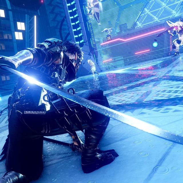 Yakumo drawing his sword against a boss in Ninja Gaiden 4