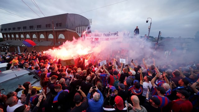Crystal Palace fans have protested against the decision to deny their club a Europa League place for their first ever season in a major European competition