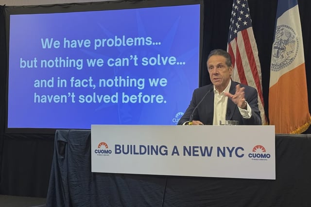 Former Gov. Andrew Cuomo unveiled a transit policy proposal in Midtown.
