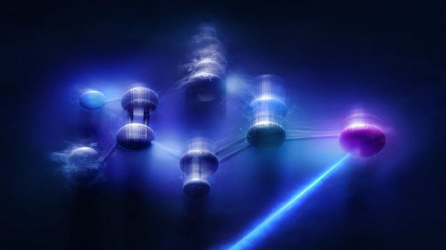 Visualisation of collective quantum fluctuations of a complex 2-iodopyridine molecule.