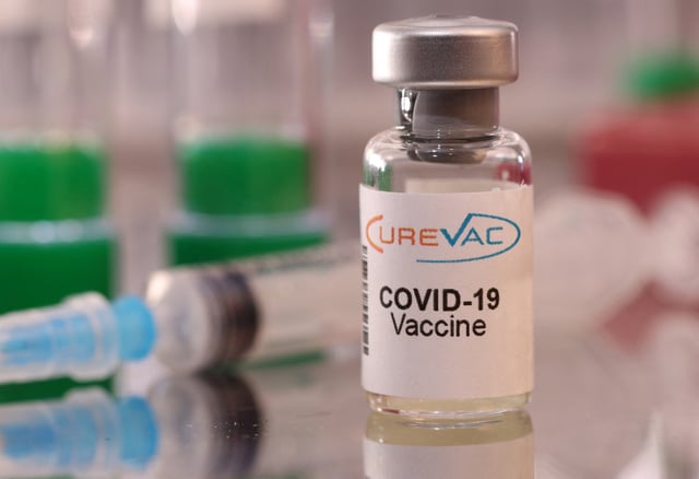 A vial labelled "CureVac COVID-19 Vaccine" is seen in this illustration taken January 16, 2022. REUTERS/Dado Ruvic/Illustration/File Photo
