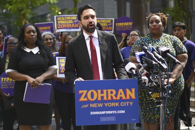 New York City Democratic Nominee for Mayor of New York City Zohran Mamdani holds a press conference outside of Jacob K. Javits Federal Building, New York, NY, August 7, 2025.