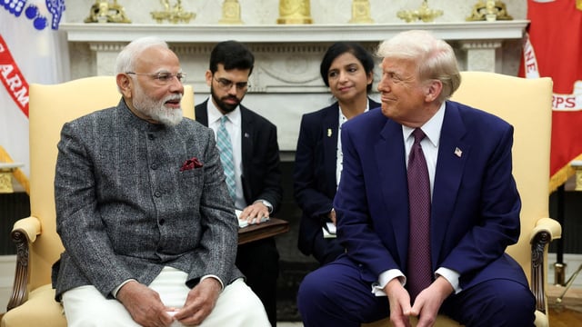 US President Donald Trump with Prime Minister Narendra Modi at the White House in Washington, DC.