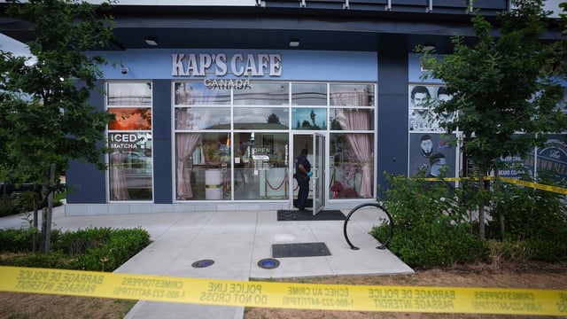 Canada police are investigating after shots were fired for the second time within a month at Kap's Cafe.