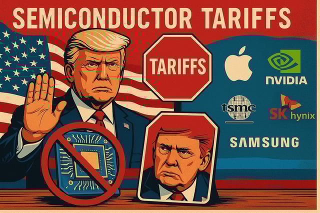 An image about TSMC, Samsung + SK hynix also exempt from Trump's 100% tariffs like NVIDIA + Apple