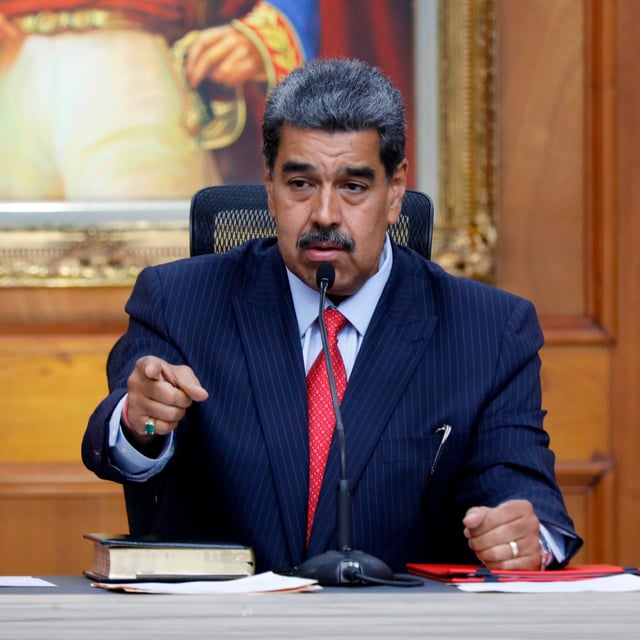 Archiv: Nicolas Maduro während einer Pressekonferenz im Miraflores-Palast in Caracas am 31.07.2024
