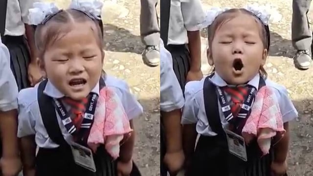 Watch: Toddler's Adorable Expressions While Singing National Anthem | Image: @Mutchu4 'X'