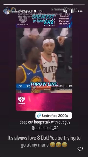 Draymond Green&#39;s Instagram story responding to Seth Curry.