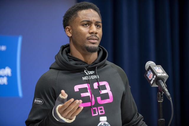 Feb 27, 2025; Indianapolis, IN, USA; Minnesota defensive back Justin Walley (DB33) during the 2025 NFL Combine at Lucas Oil Stadium. Mandatory Credit: Tanner Pearson-Imagn Images/ File Photo