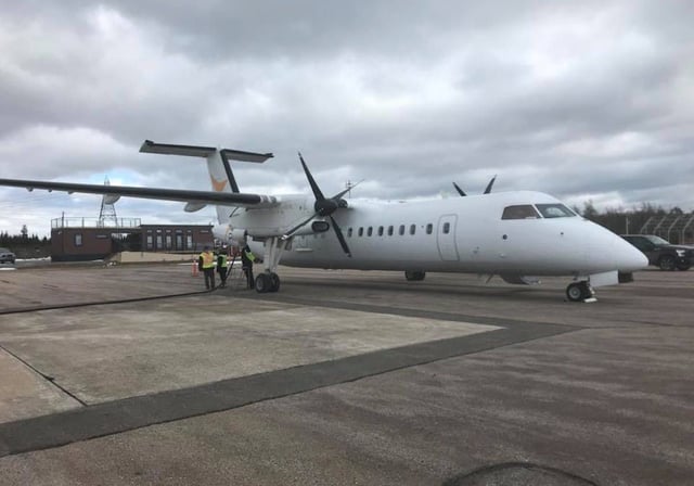 A Dash 8 operated by regional carrier PAL Airlines based out of St. John’s, N.L., refuels at the Allan J. MacEachen Port Hawkesbury Airport in this file photo. Contributed