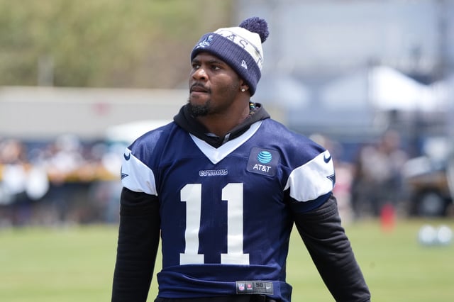 Jul 26, 2025; Oxnard, CA, USA; Dallas Cowboys defensive end Micah Parsons (11) at training camp at the River Ridge Fields. Mandatory Credit: Kirby Lee-Imagn Images/File Photo
