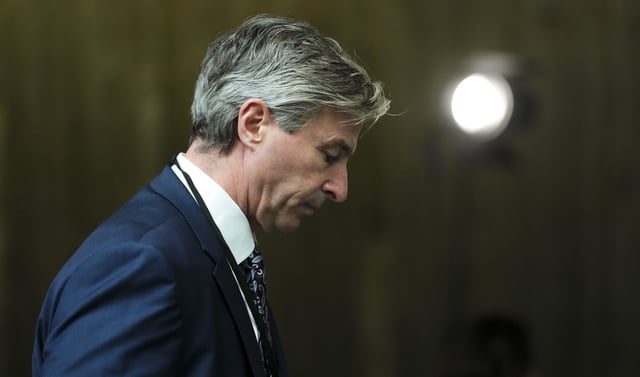 Tim Houston, Premier of Nova Scotia, arrives to take part in the First Minister Meeting at the National War Museum in Ottawa on Friday, March 21, 2025. 