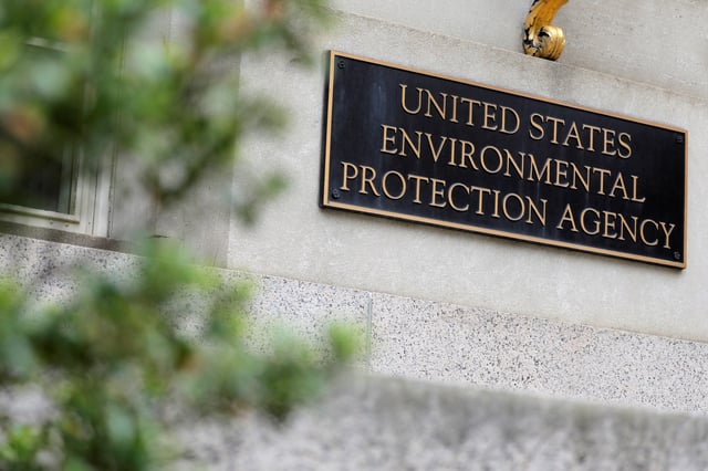Signage is seen at the headquarters of the United States Environmental Protection Agency (EPA) in Washington, D.C., U.S., May 10, 2021. REUTERS/Andrew Kelly/File Photo