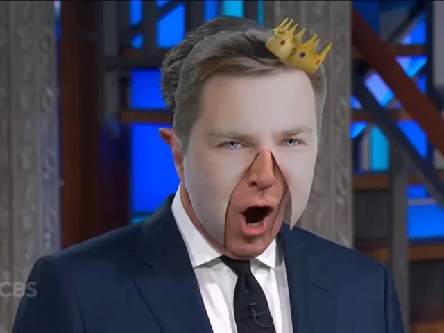 The soon-to-be canceled "Late Show" host Stephen Colbert used fake news about Vice President JD Vance to smear him as an "insane, spoiled, baby emperor."