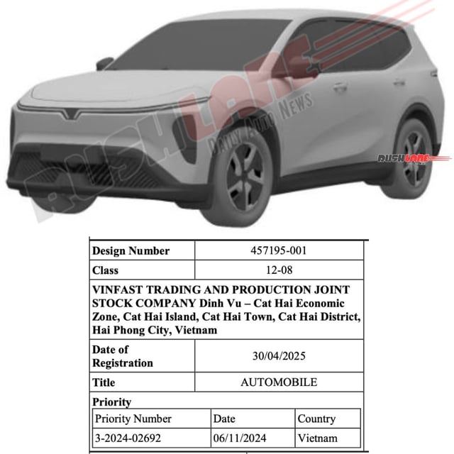 Vinfast 7-Seater SUV Design Patented In India