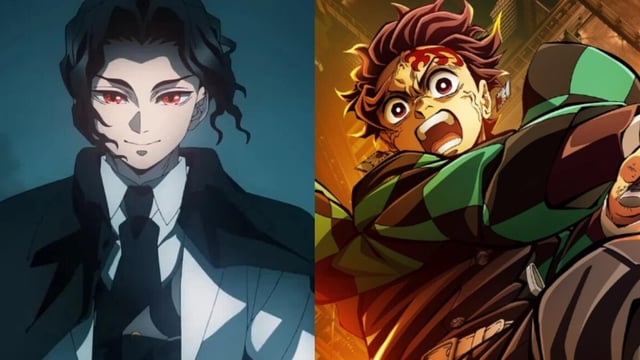 Muzan in Demon Slayer Hashira Training Arc (left), Tanjiro in Demon Slayer Infinity Castle movie Part 1: Akaza’s Return
