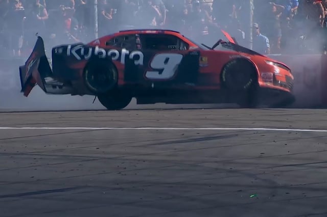 Shane van Gisbergen made heavy contact with a wall at Watkins Glen.