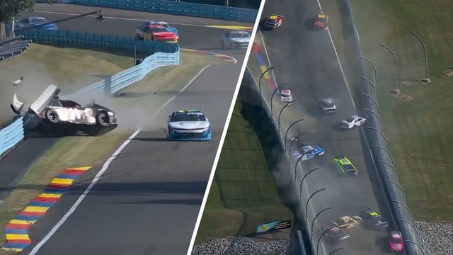 Austin Hill triggered a multi-car pile-up with nine laps to go in the NASCAR Xfinity Series race at Watkins Glen.
