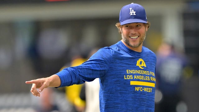 Los Angeles Rams quarterback Matthew Stafford (9) walks on the field prior to the game against the Dallas Cowboys at SoFi Stadium. Mandatory Credit: Jayne Kamin-Oncea-Imagn Images