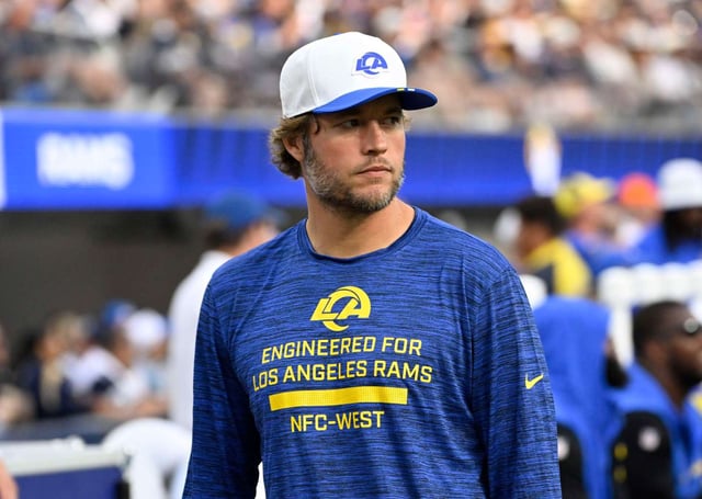 Quarterback Matthew Stafford #9 of the Rams in the first half of a NFL football game against the Dallas Cowboys at SoFi Stadium in Inglewood on Saturday, Aug. 9, 2025. (Photo by Keith Birmingham, Pasadena Star-News/ SCNG)