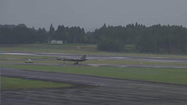 British F-35B on the tarmac at Kagoshima Airport. (Image credit: Kagoshima Yomiuri Television)