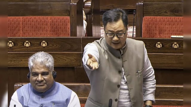 **EDS: THIRD PARTY IMAGE; SCREENGRAB VIA SANSAD TV** New Delhi: Union Minister K...