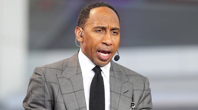 Oct 23, 2024; Inglewood, California, USA; Stephen A. Smith (Stephen Smith) on the ESPN NBA Countdown live set at Intuit Dome. Mandatory Credit: Kirby Lee-Imagn Images