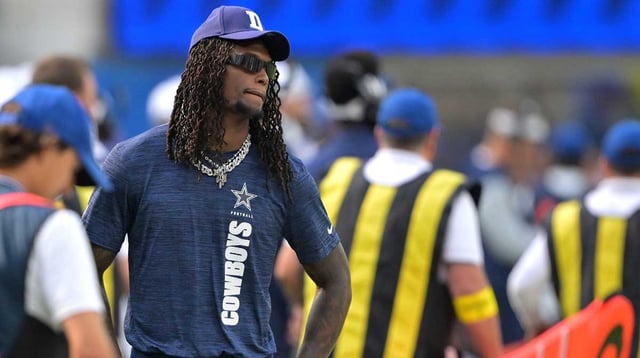 Aug 9, 2025; Inglewood, California, USA; Dallas Cowboys wide receiver CeeDee Lamb (88) looks on from the sidelines during the game against the Los Angeles Rams at SoFi Stadium. Mandatory Credit: Jayne Kamin-Oncea-Imagn Images