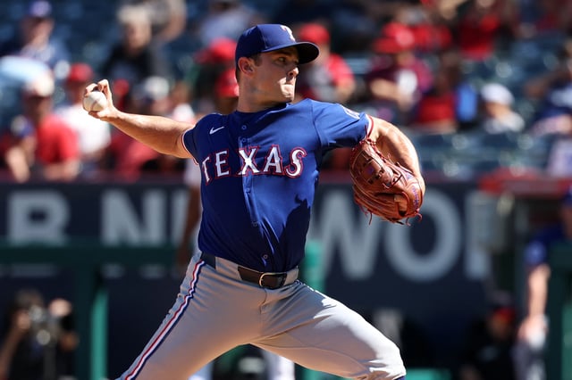 Sep 29, 2024; Anaheim, California, USA;  Texas Rangers relief pitcher David Robertson (37) pitches during the ninth inning against the Los Angeles Angels at Angel Stadium. Mandatory Credit: Kiyoshi Mio-Imagn Images/File Photo