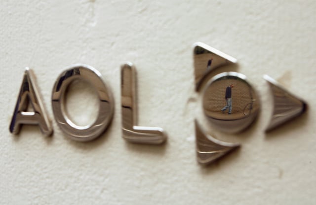 The AOL logo is seen on the outside of the building housing the companies corporate headquarters in New York May 28, 2009.