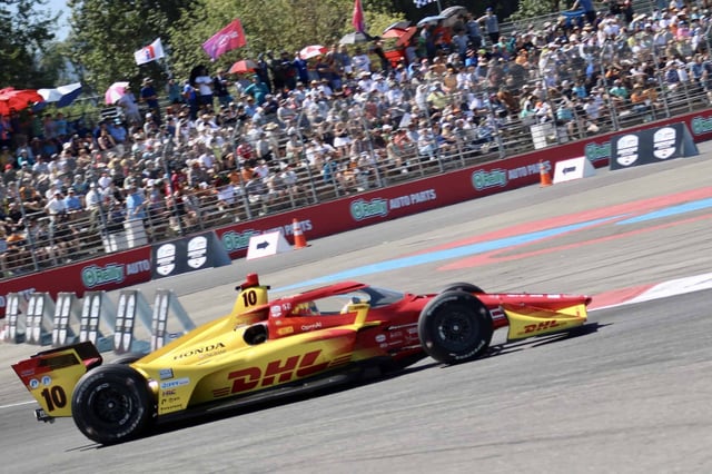 Alex Palou drives for Chip Ganassi Racing during the 2025 NTT IndyCar Series race at Portland.
