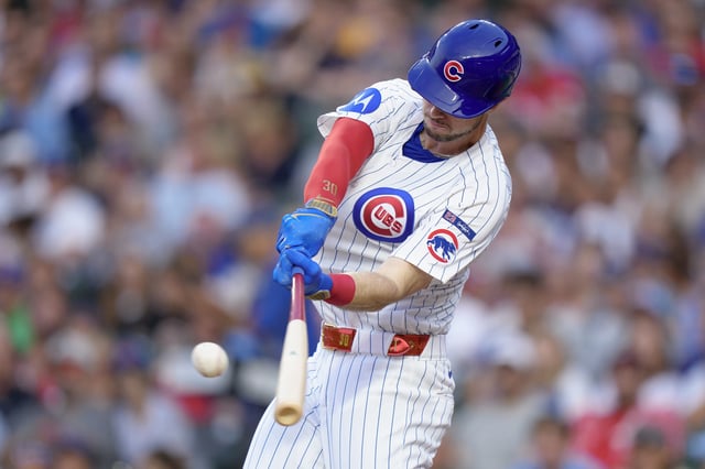 Kyle Tucker #30 of the Chicago Cubs bats in a game against the Cincinnati Reds at Wrigley Field on August 4, 2025, in Chicago, Illinois.