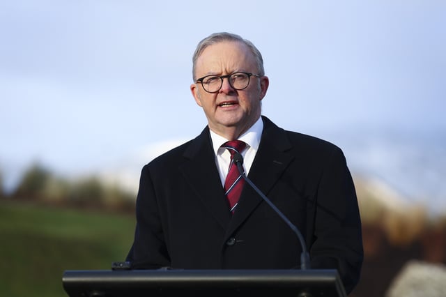 QUEENSTOWN, NEW ZEALAND - AUGUST 09: Australian Prime Minister Anthony Albanese speaks during a press conference at Taramea on August 09, 2025 in Queenstown, New Zealand. Australia&#39;s Prime Minister Anthony Albanese was welcomed to Queenstown by Ngāi Tahu at a pōwhiri, followed by bilateral talks. Other engagements included a business roundtable with the Australia New Zealand Leadership Forum and showcasing Central Otago&#39;s beauty.  (Photo by Hagen Hopkins/Getty Images)