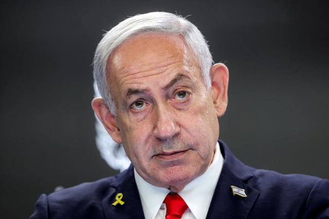 Israel's Prime Minister Benjamin Netanyahu gives a press conference at the Prime minister's office in Jerusalem on August 10, 2025.