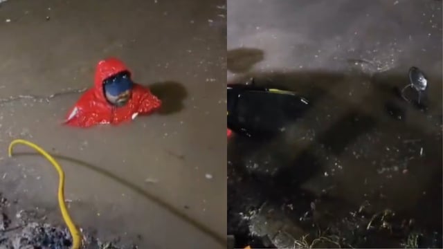 Hyderabad Delivery Worker Falls into Open Drain During Rains