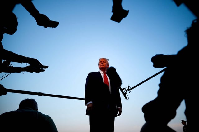 President Donald Trump speaks with reporters before boarding Air Force One in Allentown, Pennsylvania, on August 3.