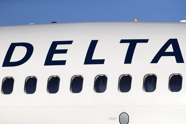 A Delta Air Lines jetliner at Denver International Airport in Denver, on June 26, 2019.