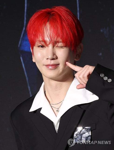 SHINee's Key poses during a press conference to mark the release of his third solo full-length album, "Hunter," at a Seoul hotel on Aug. 11, 2025. (PHOTO NOT FOR SALE) (Yonhap)