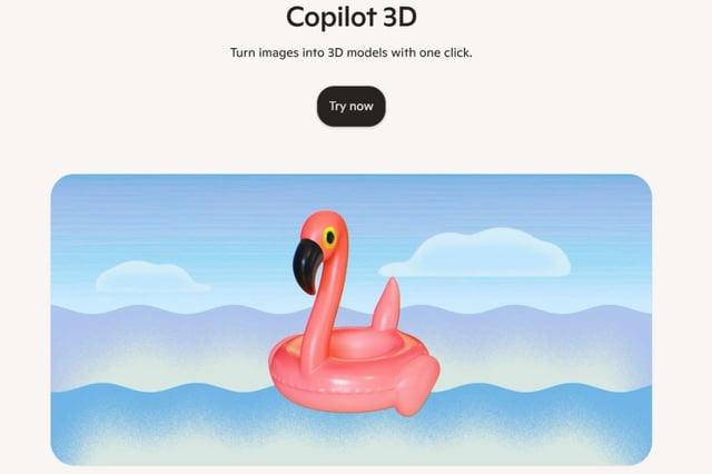 Copilot 3D currently supports downloads in GLB format