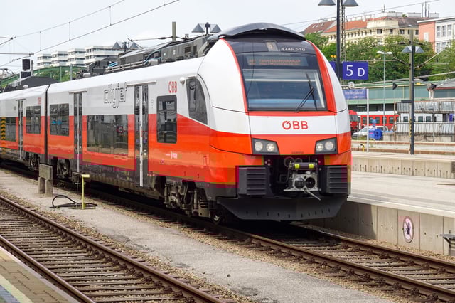 Multiple OEBB (Austrian Federal Railways) Cityjet trains are at platforms of Wien Westbahnhof railway station in Vienna, Austria, on June 7, 2025. The station serves regional and suburban routes and remains a key transport hub within the Austrian railway network. (Photo by Michael Nguyen/NurPhoto via Getty Images)