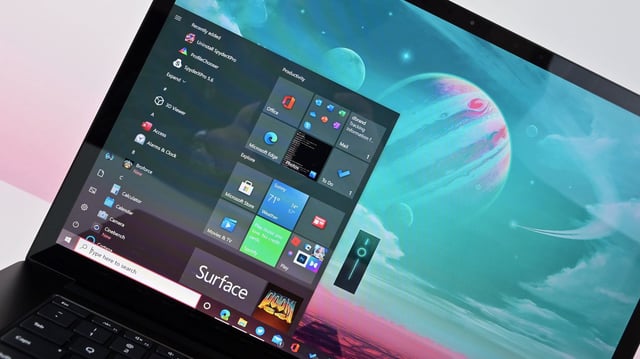 Windows 10 Start menu on Microsoft's Surface Laptop 4.