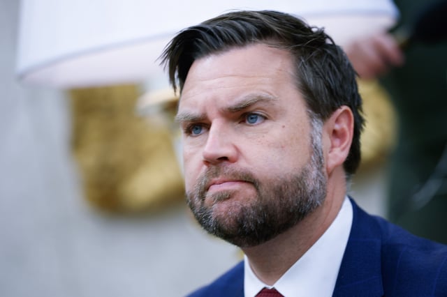 Vice President JD Vance attends a meeting  in the Oval Office at the White House on July 14, 2025 in Washington, DC.
