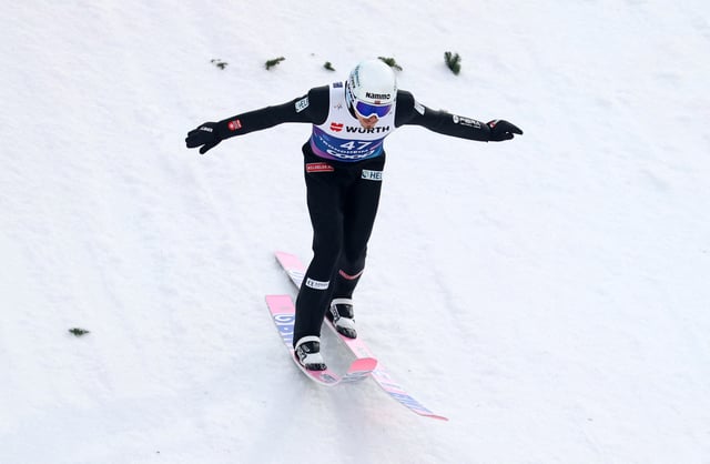 Nordic Skiing - FIS Nordic World Ski Championships - Trondheim, Norway - March 8, 2025 Norway's Johann Andre Forfang in action during the men's large hill first round REUTERS/Kai Pfaffenbach/File Photo
