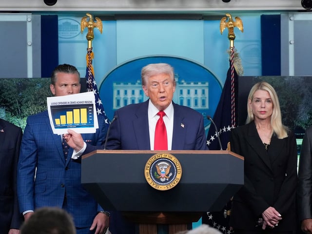 US-Präsident Donald Trump bei der Pressekonferenz am 11. August 2025