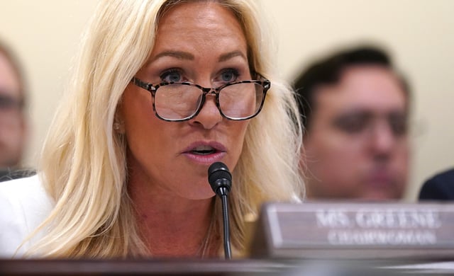 Chair of the Subcommittee on Delivering On Government Efficiency (DOGE) U.S. Rep. Marjorie Taylor Greene (R-SC) presides over a hearing of the House Oversight Subcommittee in the Rayburn House Office Building on February 12, 2025 in Washington, DC.