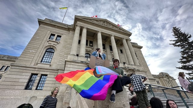 Students across the City of Regina walked out of school in October 2023, gathering at the provincial legislature to protest the Saskatchewan government's controversial pronoun policy. 