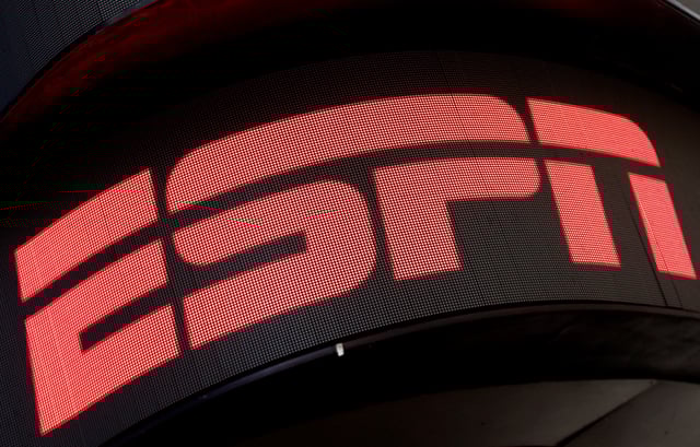 The ESPN logo is seen on an electronic display in Times Square in New York City, U.S., August 23, 2017.  REUTERS/Mike Segar/File Photo