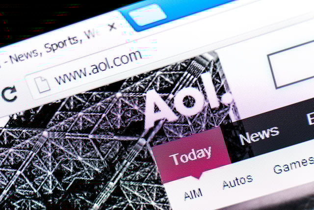 The AOL website on a computer screen in Cali, Colombia, May 21st, 2013.