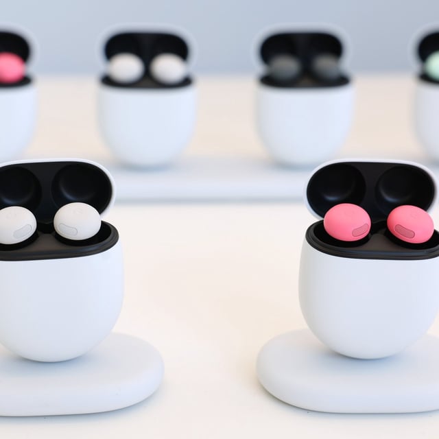 Google Pixel Buds Pro 2 are displayed during the Made By Google event at Google headquarters